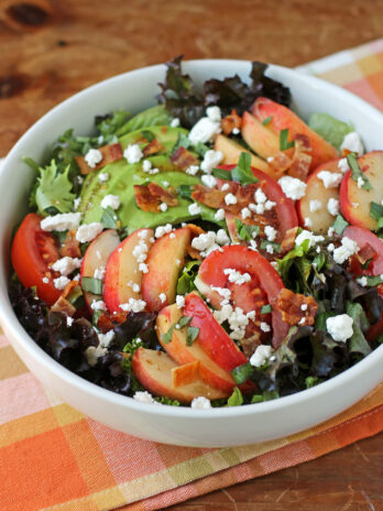 Peach and Tomato Salad in a bowl