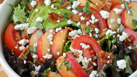 Peach and Tomato Salad in a bowl