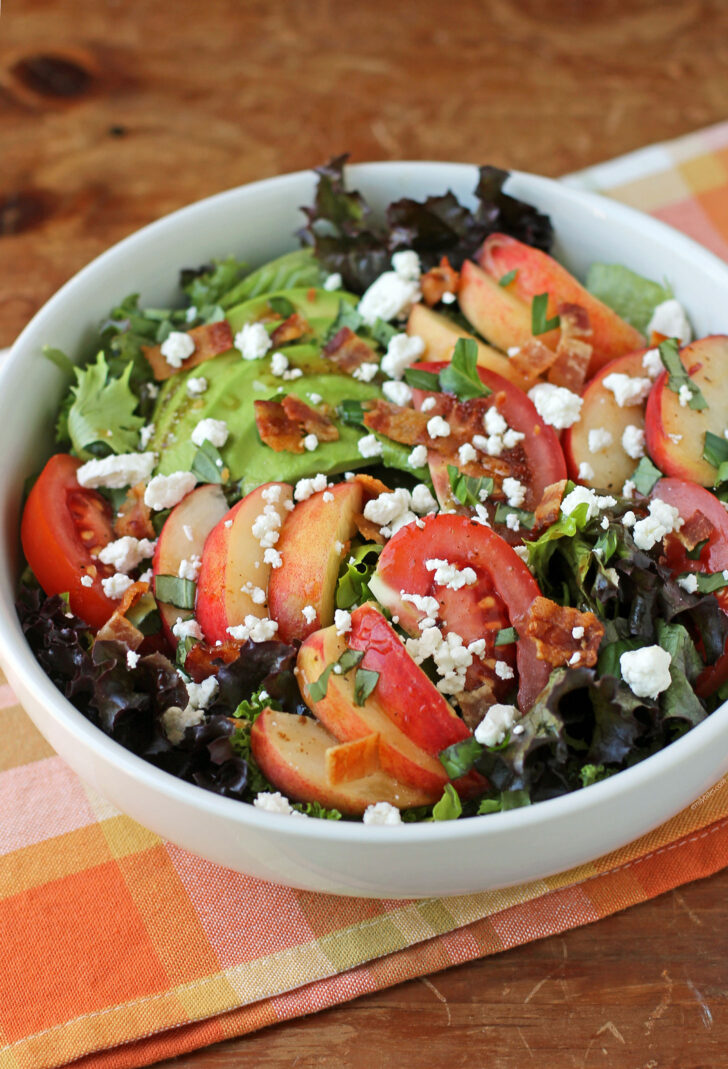 Peach and Tomato Salad in a bowl