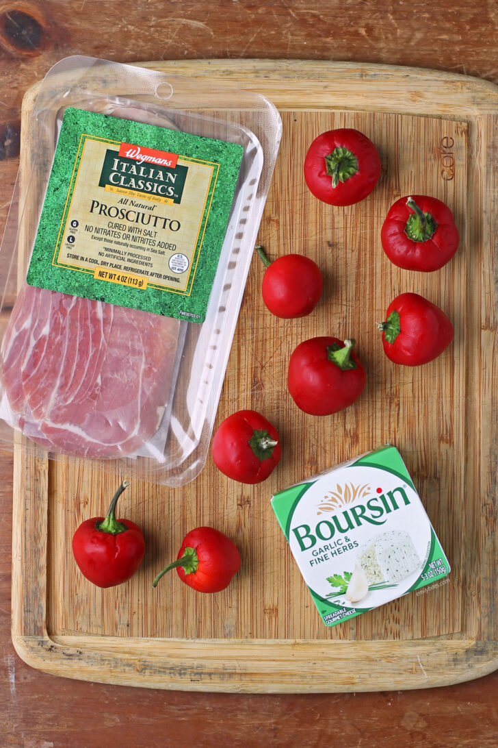 Ingredients for Prosciutto Wrapped Stuffed Cherry Peppers