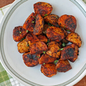 Buffalo Roasted Potatoes overhead on a plate